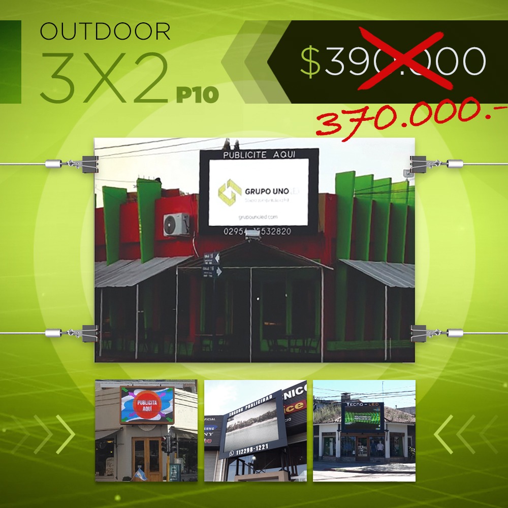 Pantalla Outdoor 3x2 P10 con una bonificación de 20 mil pesos durante octubre