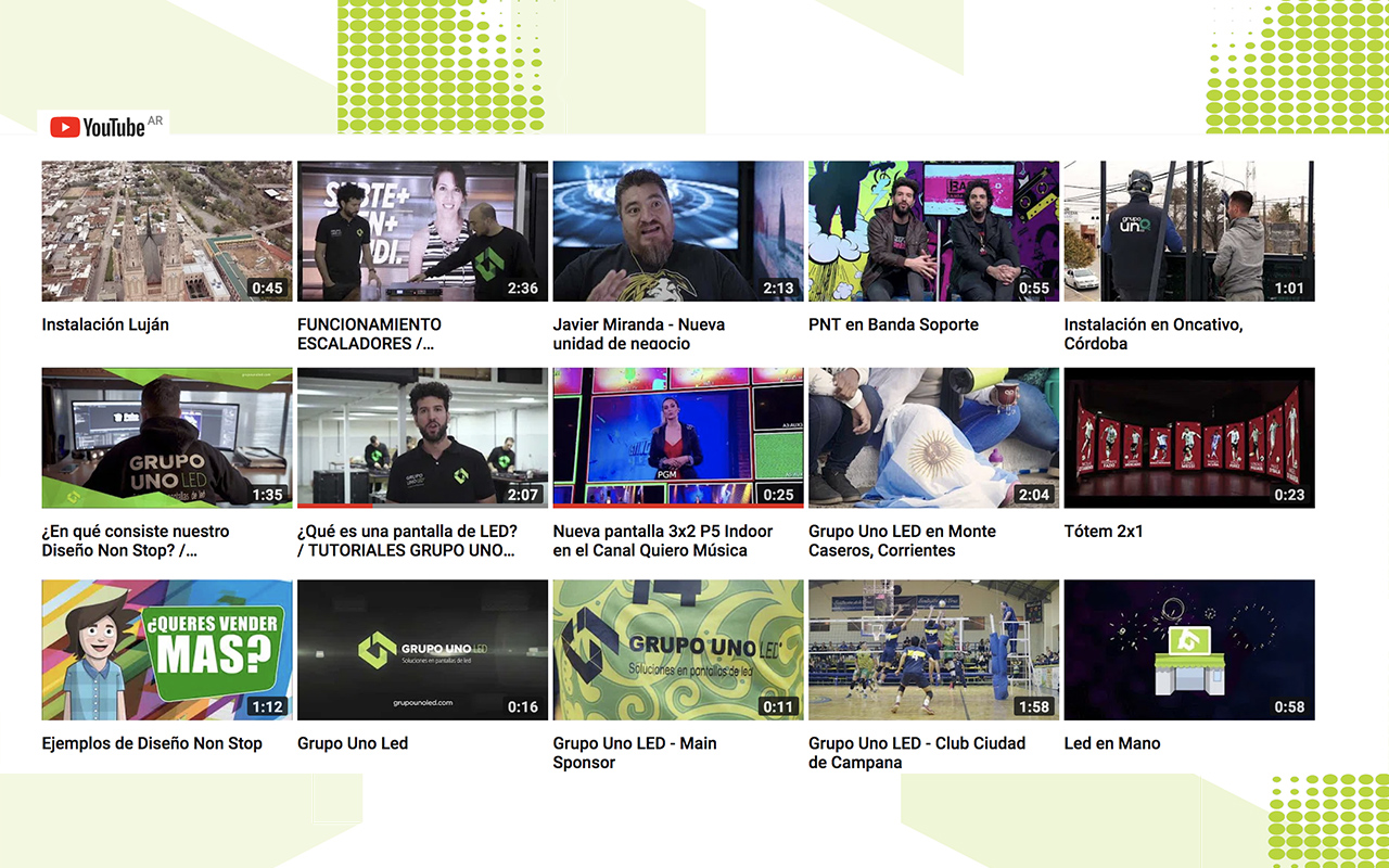 Siguen creciendo los suscriptores en el canal oficial de YouTube de Grupo Uno LED.
