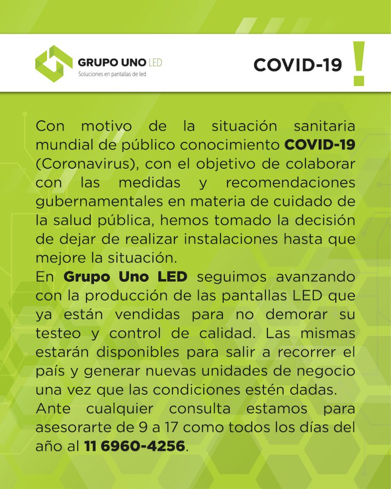 Comunicado de Grupo Uno LED. 
